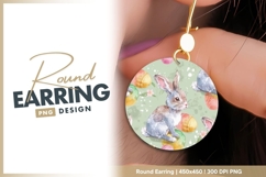 Watercolor easter bunny round earring png Product Image 1