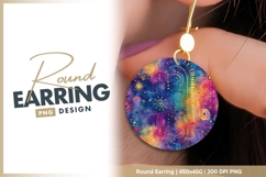 Colorful abstract circle with gold round earring png Product Image 1