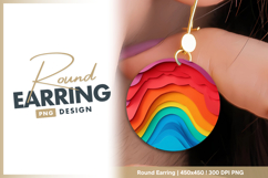 Colorful paper cut waves design background round earring png Product Image 1
