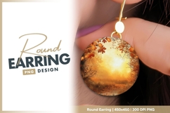 Autumn forest scenery with sunlight round earring png Product Image 1
