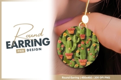 Floral cactus pattern round earring png design Product Image 1