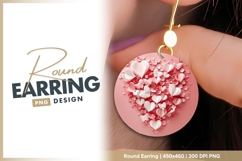Heart and flower paper art round earring png Product Image 1