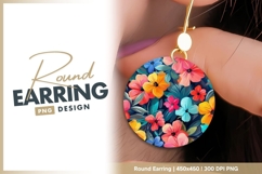Floral circle colorful flower arrangement round earring png Product Image 1