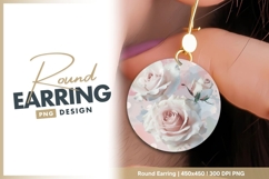 Delicate pink roses on round earring png Product Image 1