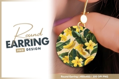 Tropical banana frangipani floral round earring png Product Image 1