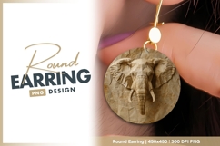 Origami elephant head on crumpled paper round earring png Product Image 1