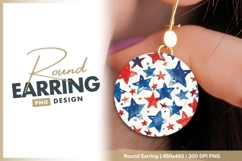 Red blue watercolor stars round earring png Product Image 1