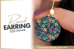 Floral pattern round earring png Product Image 1