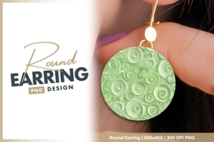 Light green swirl pattern round earring png Product Image 1