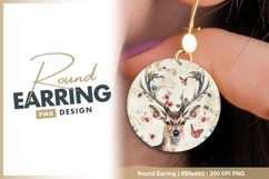 Round earring png deer animal floral design Product Image 1