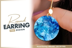 Blue marble round earring png design Product Image 1