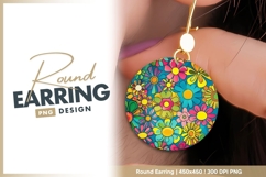 Floral pattern colorful jewelry Round earring png Product Image 1