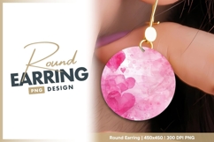 Round earring png watercolor heart design Product Image 1