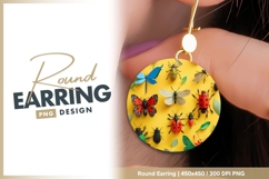 Woman wearing round earring with insects design Product Image 1