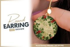 Festive holly round earring png Product Image 1
