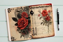 Red and Black Floral Junk Journal Pages Product Image 3