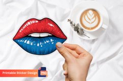 Red And Blue Lips Sticker, Vinyl Sticker, Lips Sticker Product Image 1