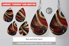 Earring Teardrop Red and Gold Swirl Product Image 1