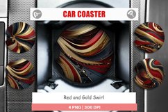 Car Coaster Red and Gold Swirl Product Image 1