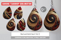 Earring Teardrop Red and Gold Swirl Product Image 1