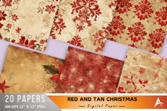 Red and Tan Christmas Digital Paper Bundle Product Image 1