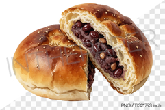 Red bean bread PNG Clipart Dessert Watercolor Illustration Product Image 1