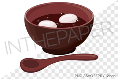Warm red bean porridge with rice ball PNG SVG Korean clipart Product Image 1