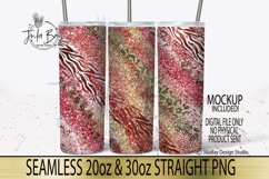 Red Beautiful colored tumblers with marble milky way texture and animal prints