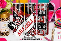 Red Black Cheer Tumbler PNG | Glitter Wrap Product Image 1