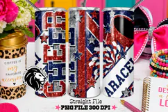 Red Blue Cheer Tumbler PNG | Glitter Straight Wrap Product Image 2