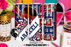 Red Blue Cheer Tumbler PNG | Glitter Straight Wrap Product Image 1