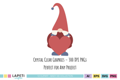 ed and blue Valentine gnome graphic