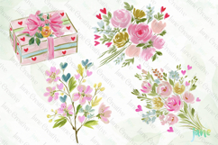 Red &amp; Blush Florals Watercolor Clipart Product Image 1