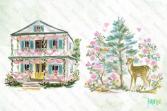 Red &amp; Blush Florals Watercolor Clipart Product Image 1