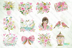 Red &amp; Blush Florals Watercolor Clipart Bundle Product Image 9
