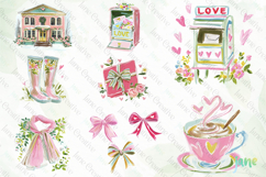 Red &amp; Blush Florals Watercolor Clipart Bundle Product Image 2