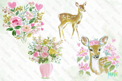 Red &amp; Blush Florals Watercolor Clipart Product Image 1