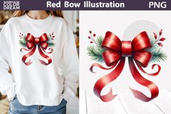 Red Bow Clipart | Red Bow Christmas Sublimation Product Image 1