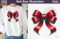 Red Bow Clipart | Red Bow Christmas Sublimation Product Image 1