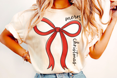 Merry Christmas PNG, Holiday PNG, Christmas Coquette Bow PNG Product Image 2