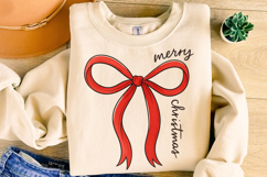 Merry Christmas PNG, Holiday PNG, Christmas Coquette Bow PNG Product Image 4
