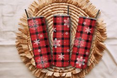 20oz Snowflakes Christmas Tumbler Buffalo Plaid Gingham Warp Product Image 1