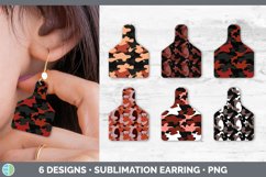 Bundle of six Red Camo cattle ear cow tag earrings sublimation designs.