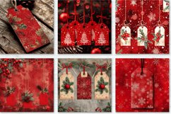Red Christmas Digital Gift Tags Digital Paper Bundle Product Image 5