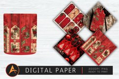 Red Christmas Digital Gift Tags Digital Paper Product Image 1