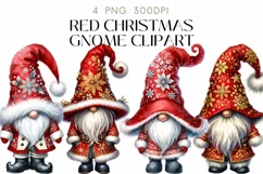 Christmas Gnomes Clipart Watercolor PNG Product Image 1