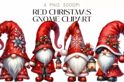 Christmas Gnomes Clipart Watercolor PNG Product Image 1