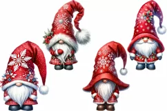 Christmas Gnomes Clipart Watercolor PNG Product Image 2