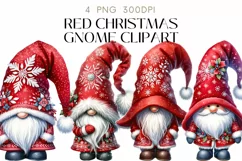 Christmas Gnomes Clipart Watercolor PNG Product Image 1