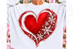Red Christmas Heart PNG | Snowflake Winter Love Sublimation Product Image 1